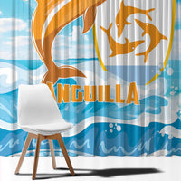 Anguilla Window Curtain Three Orange Gold Natural Dolphins - Wonder Print Shop