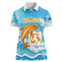 Personalized Anguilla Women Polo Shirt Three Orange Gold Natural Dolphins - Wonder Print Shop