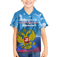 Russia Day 2024 Family Matching Long Sleeve Bodycon Dress and Hawaiian Shirt Coat Of Arms With Red Square - Wonder Print Shop