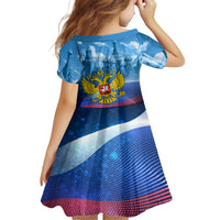 Russia Day 2024 Family Matching Off Shoulder Short Dress and Hawaiian Shirt Coat Of Arms With Red Square - Wonder Print Shop
