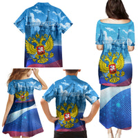 Russia Day 2024 Family Matching Puletasi and Hawaiian Shirt Coat Of Arms With Red Square - Wonder Print Shop