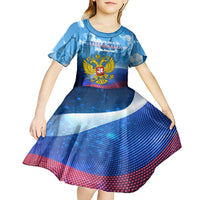 Russia Day 2024 Kid Short Sleeve Dress Coat Of Arms With Red Square - Wonder Print Shop