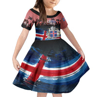 Iceland Independence Day 2024 Family Matching Short Sleeve Bodycon Dress and Hawaiian Shirt Coat Of Arms Happy 80th Anniversary - Wonder Print Shop