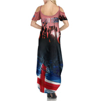 Iceland Independence Day 2024 Summer Maxi Dress Coat Of Arms Happy 80th Anniversary - Wonder Print Shop