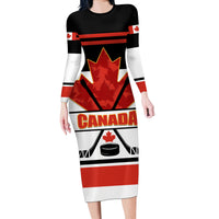 Canada Hockey 2024 Long Sleeve Bodycon Dress Hockey is Canada Game - Wonder Print Shop