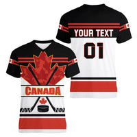Canada Hockey 2024 Women V-Neck T-Shirt Hockey is Canada Game - Wonder Print Shop