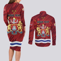 Personalised Kingston Couples Matching Long Sleeve Bodycon Dress and Long Sleeve Button Shirt Antiquitate Civilitate Humanitate
