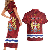 Personalised Kingston Couples Matching Short Sleeve Bodycon Dress and Hawaiian Shirt Antiquitate Civilitate Humanitate