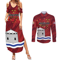Personalised Kingston Couples Matching Summer Maxi Dress and Long Sleeve Button Shirt Antiquitate Civilitate Humanitate