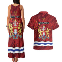 Personalised Kingston Couples Matching Tank Maxi Dress and Hawaiian Shirt Antiquitate Civilitate Humanitate