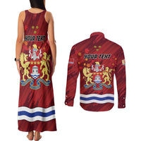 Personalised Kingston Couples Matching Tank Maxi Dress and Long Sleeve Button Shirt Antiquitate Civilitate Humanitate