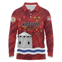 Personalised Kingston Long Sleeve Polo Shirt Antiquitate Civilitate Humanitate