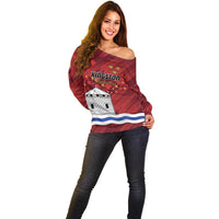 Personalised Kingston Off Shoulder Sweater Antiquitate Civilitate Humanitate
