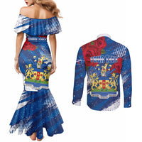Personalised Windsor Couples Matching Mermaid Dress and Long Sleeve Button Shirt The City of Roses