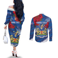 Personalised Windsor Couples Matching Off The Shoulder Long Sleeve Dress and Long Sleeve Button Shirt The City of Roses