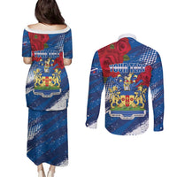 Personalised Windsor Couples Matching Puletasi and Long Sleeve Button Shirt The City of Roses