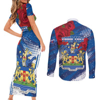 Personalised Windsor Couples Matching Short Sleeve Bodycon Dress and Long Sleeve Button Shirt The City of Roses