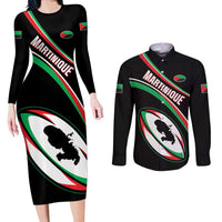 Custom Martinique Rugby Couples Matching Long Sleeve Bodycon Dress and Long Sleeve Button Shirt Matinik Go Champions