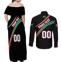 Custom Martinique Rugby Couples Matching Off Shoulder Maxi Dress and Long Sleeve Button Shirt Matinik Go Champions