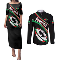 Custom Martinique Rugby Couples Matching Puletasi and Long Sleeve Button Shirt Matinik Go Champions