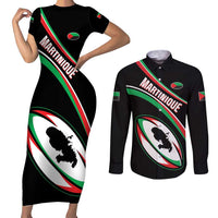 Custom Martinique Rugby Couples Matching Short Sleeve Bodycon Dress and Long Sleeve Button Shirt Matinik Go Champions