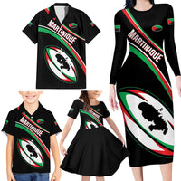 Custom Martinique Rugby Family Matching Long Sleeve Bodycon Dress and Hawaiian Shirt Matinik Go Champions
