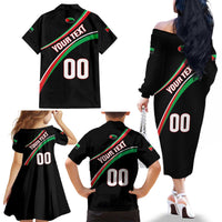 Custom Martinique Rugby Family Matching Off The Shoulder Long Sleeve Dress and Hawaiian Shirt Matinik Go Champions