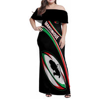 Custom Martinique Rugby Family Matching Off Shoulder Maxi Dress and Hawaiian Shirt Matinik Go Champions