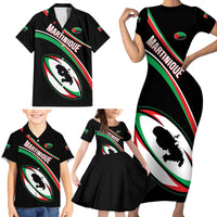 Custom Martinique Rugby Family Matching Short Sleeve Bodycon Dress and Hawaiian Shirt Matinik Go Champions