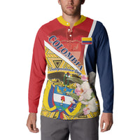 Colombia Independence Day Button Sweatshirt Libertad y Orden Colombian Pattern - Wonder Print Shop