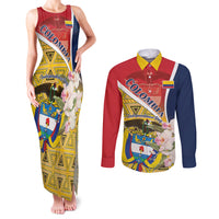 Colombia Independence Day Couples Matching Tank Maxi Dress and Long Sleeve Button Shirt Libertad y Orden Colombian Pattern - Wonder Print Shop