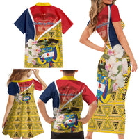 Colombia Independence Day Family Matching Short Sleeve Bodycon Dress and Hawaiian Shirt Libertad y Orden Colombian Pattern - Wonder Print Shop