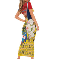 Colombia Independence Day Family Matching Short Sleeve Bodycon Dress and Hawaiian Shirt Libertad y Orden Colombian Pattern - Wonder Print Shop