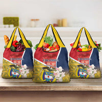 Colombia Independence Day Grocery Bag Libertad y Orden Colombian Pattern