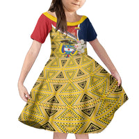 Colombia Independence Day Kid Short Sleeve Dress Libertad y Orden Colombian Pattern - Wonder Print Shop
