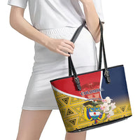 Colombia Independence Day Leather Tote Bag Libertad y Orden Colombian Pattern - Wonder Print Shop