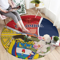 Colombia Independence Day Round Carpet Libertad y Orden Colombian Pattern