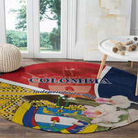 Colombia Independence Day Round Carpet Libertad y Orden Colombian Pattern