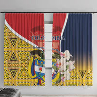 Colombia Independence Day Window Curtain Libertad y Orden Colombian Pattern - Wonder Print Shop