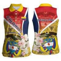 Colombia Independence Day Women Sleeveless Polo Shirt Libertad y Orden Colombian Pattern - Wonder Print Shop