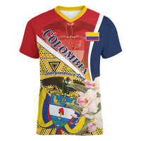 Colombia Independence Day Women V-Neck T-Shirt Libertad y Orden Colombian Pattern - Wonder Print Shop