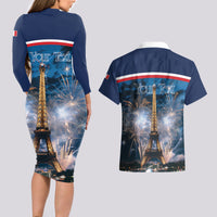 Personalized France Bastille Day Couples Matching Long Sleeve Bodycon Dress and Hawaiian Shirt Fete Nationale du 14 juillet - Wonder Print Shop