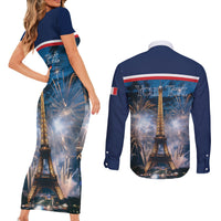 Personalized France Bastille Day Couples Matching Short Sleeve Bodycon Dress and Long Sleeve Button Shirt Fete Nationale du 14 juillet - Wonder Print Shop