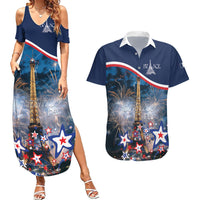 Personalized France Bastille Day Couples Matching Summer Maxi Dress and Hawaiian Shirt Fete Nationale du 14 juillet - Wonder Print Shop
