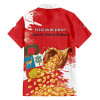 Peru Independence Day Family Matching Off The Shoulder Long Sleeve Dress and Hawaiian Shirt Feliz 28 de Julio Felices Fiestas Patrias - Wonder Print Shop