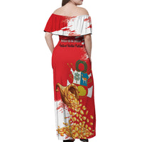 Peru Independence Day Off Shoulder Maxi Dress Feliz 28 de Julio Felices Fiestas Patrias - Wonder Print Shop