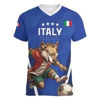 Custom Italy 2024 Football Women V-Neck T-Shirt 2024 Go Gli Azzurri - Wonder Print Shop