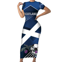 Custom Scotland 2024 Football Short Sleeve Bodycon Dress 2024 Go Champions - Wonder Print Shop