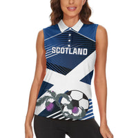 Custom Scotland 2024 Football Women Sleeveless Polo Shirt 2024 Go Champions - Wonder Print Shop