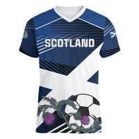 Custom Scotland 2024 Football Women V-Neck T-Shirt 2024 Go Champions - Wonder Print Shop